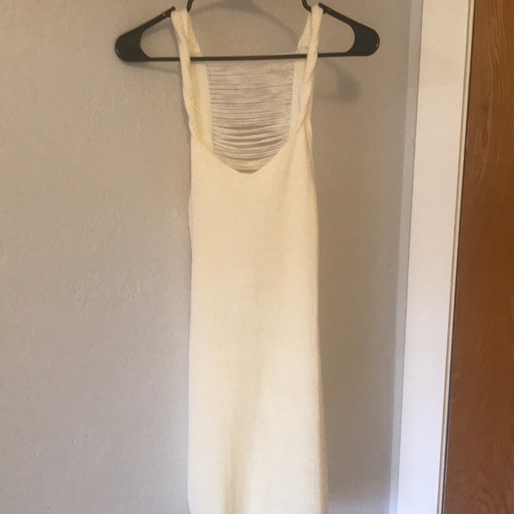 Cream knit coverup with back detail